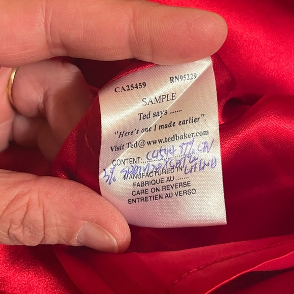 Ted Baker London red ruffle neck belted sheath dress - Picture 8 of 8